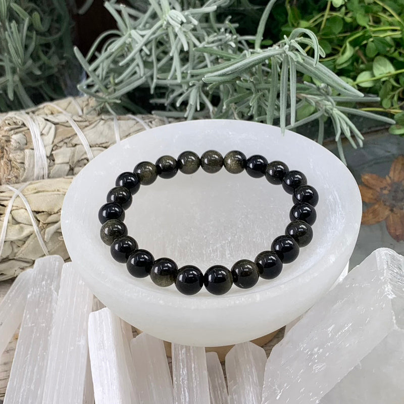 Mala Golden Obsidian Bracelet With Pouch