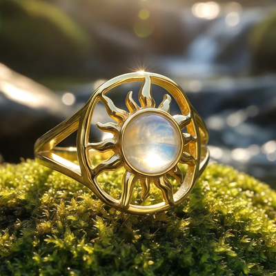 Moonstone & Gold Solar Glow Ring