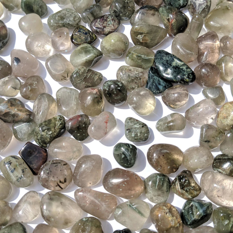 Green Hair Quartz Tumbled Stone - tumbledstone