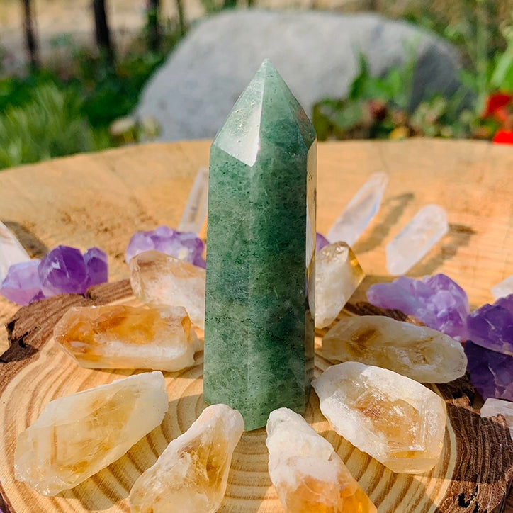 Strawberry Green Quartz Point - wand