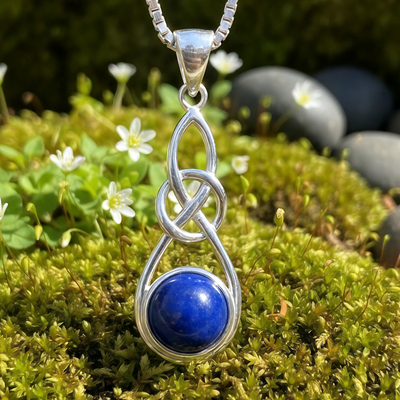 Lapis Lazuli Infinity Knot Silver Necklace