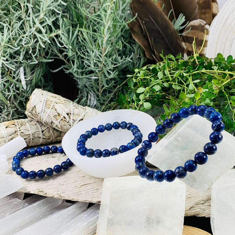 Mala Lapis Lazuli Bracelet With Velvet Pouch