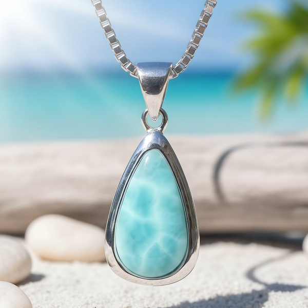 Larimar Teardrop Pendant Necklace