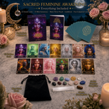 🌙 Sacred Feminine Awakening 13 Oracle Card Deck, Mini Gemstones & Course