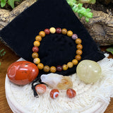 Golden Mookaite Mala Bracelet Empowerment Pouch Set