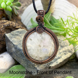 Luna Moonstone Copper Wire Pendant Necklace