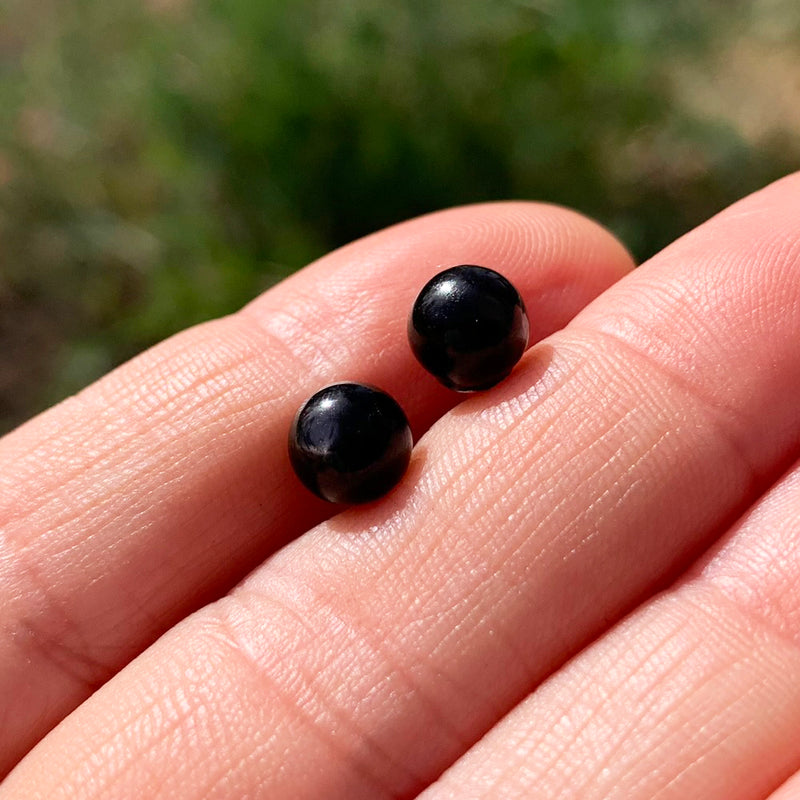 Earrings - Obsidian Studs