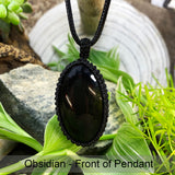 Obsidian Macramé Pendant Necklace