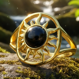 Black Onyx & Gold Solar Power Ring