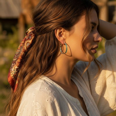 Opal & Silver Hoop Earrings