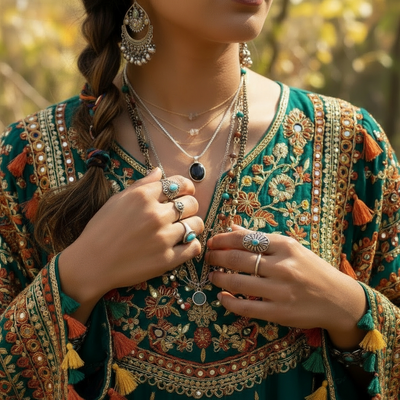 Black Obsidian & Silver Halo Necklace