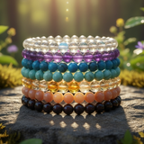 Juego de chakras de pulsera de cuentas Mala de 7 piezas (una pulsera para cada chakra)