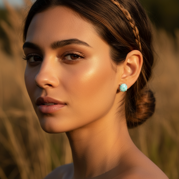 Larimar & Silver Stud Earrings