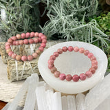 Mala Pink Rhodonite Bracelet With Velvet Pouch