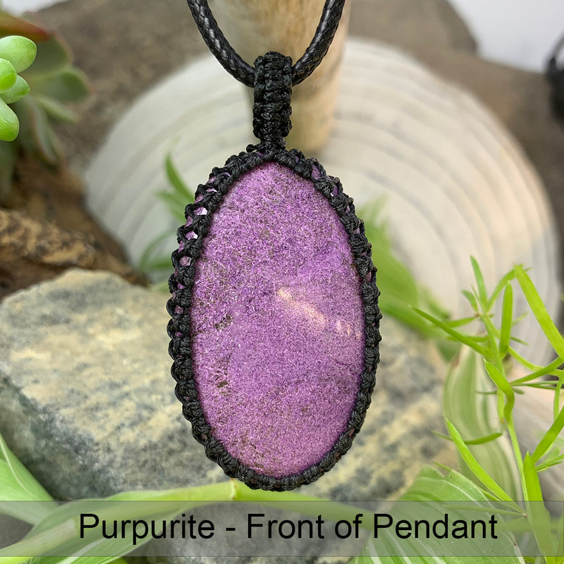 Purpurite Macramé Pendant Necklace