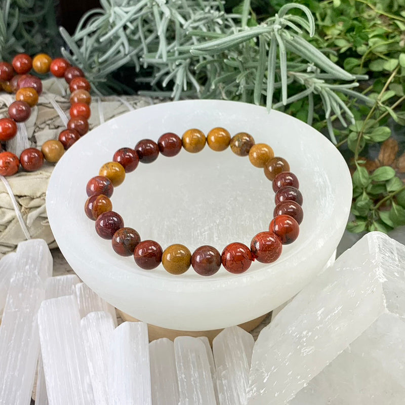 Mala Red Earth Mookaite Jasper Bracelet With Velvet Pouch