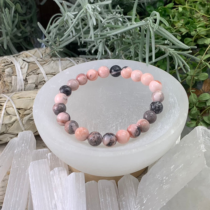 Mala Red Zebra Jasper Bracelet With Velvet Pouch