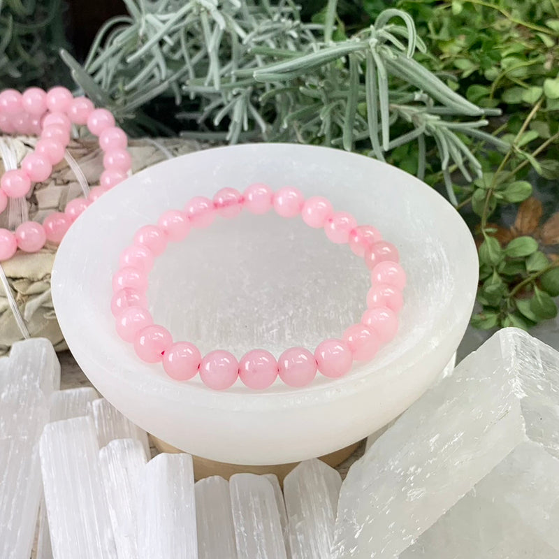 Mala Rose Quartz Bracelet With Velvet Pouch