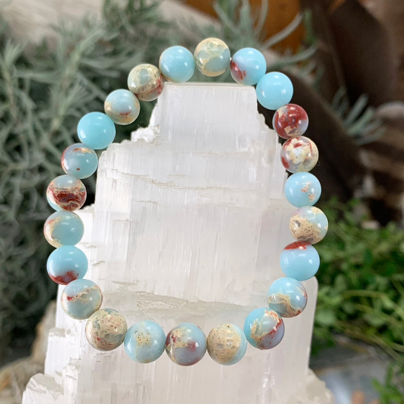 Mala Azure Variscite Bracelet With Velvet Pouch