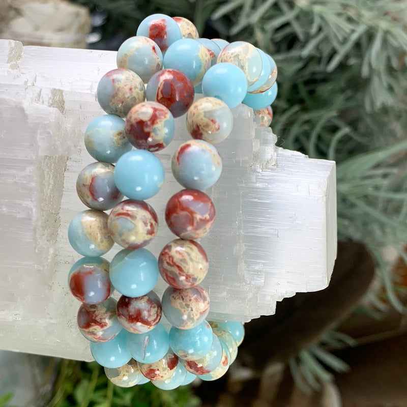 Mala Azure Variscite Bracelet With Velvet Pouch