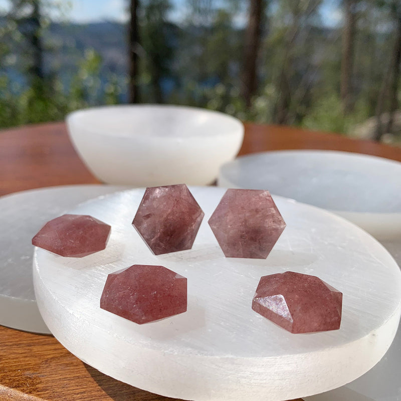 Strawberry Quartz Sacred Geometry Faceted Crystal