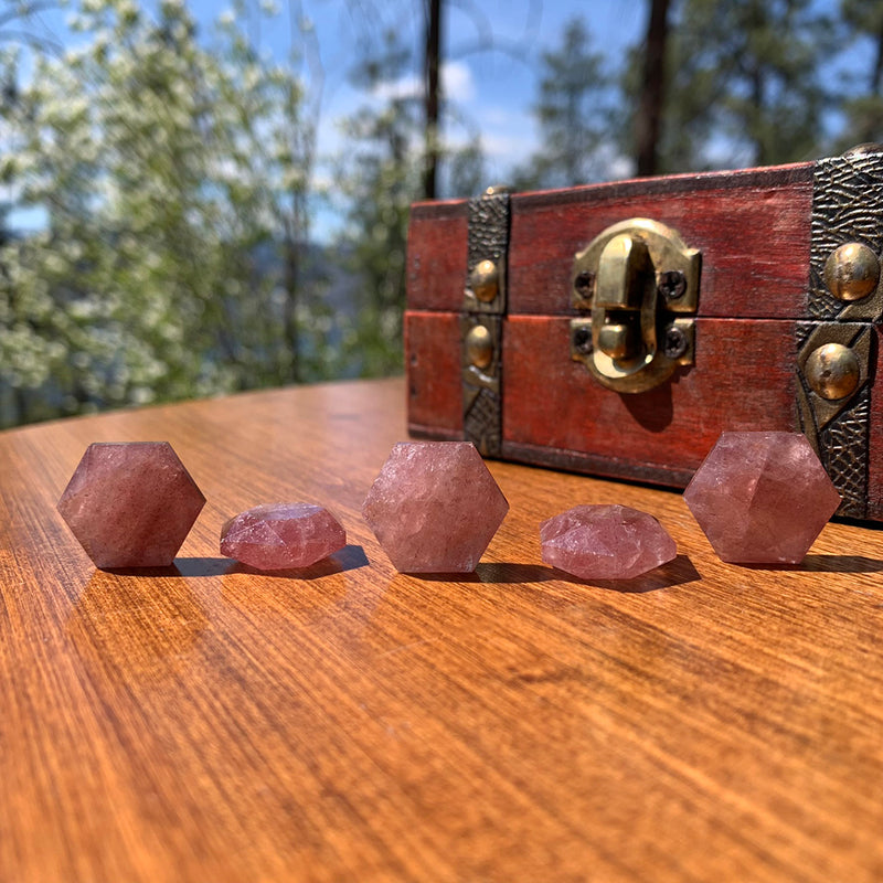 Strawberry Quartz Sacred Geometry Faceted Crystal