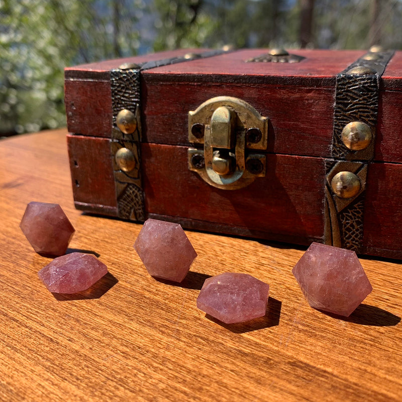 Strawberry Quartz Sacred Geometry Faceted Crystal