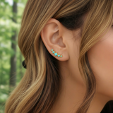 Blue Howlite & Gold Cuff Earrings