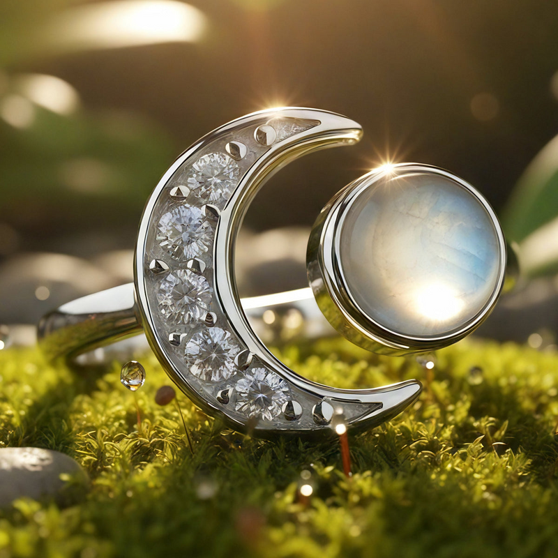 Moonstone & Silver Lunar Ring